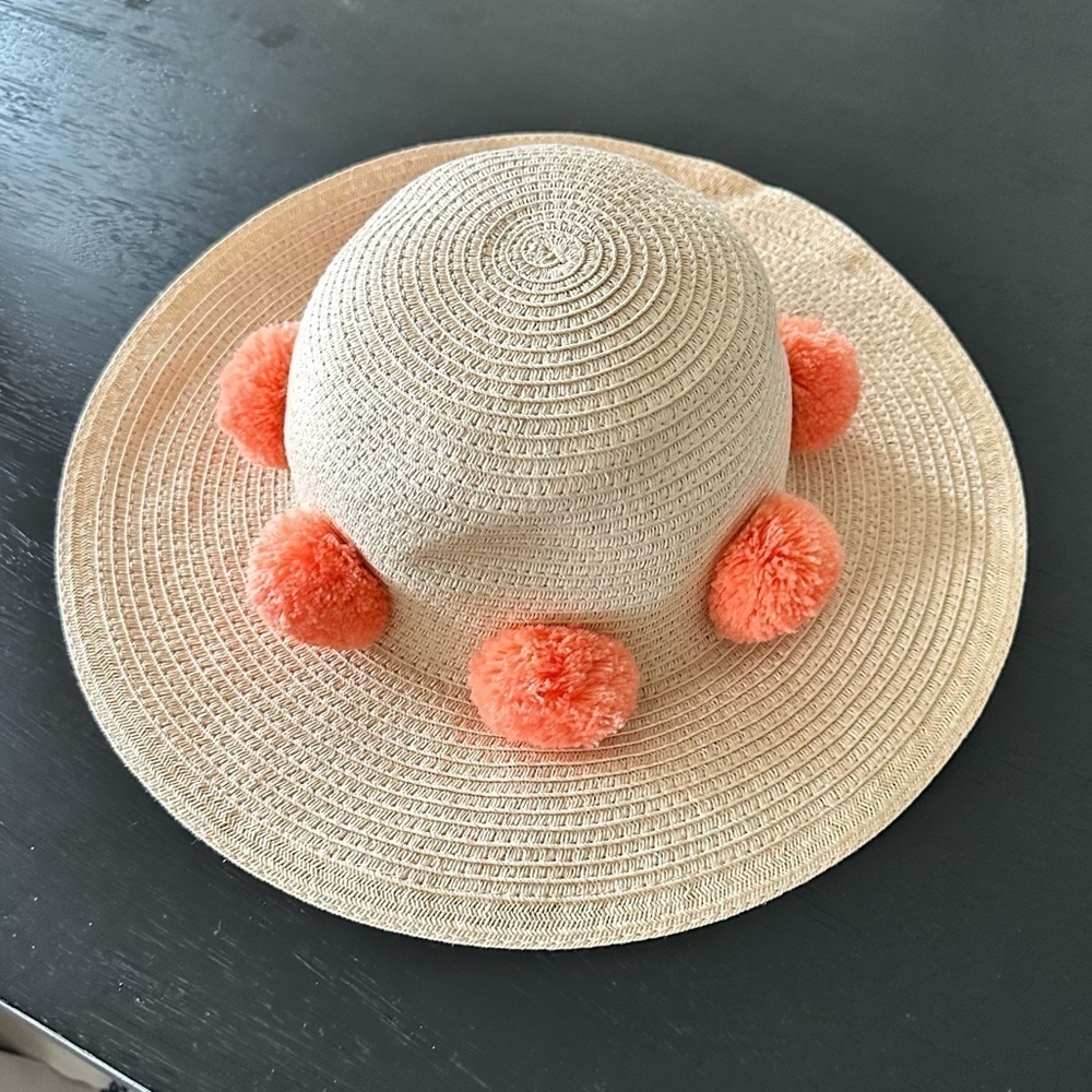 Janine and Jack  Pom Pom straw summer girls hat Easter summer vacation beach